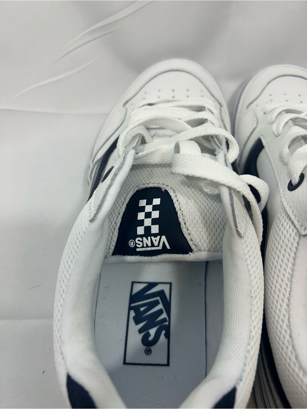 Vans White and Navy Low-Top Sneakers - Picture 4 of 5